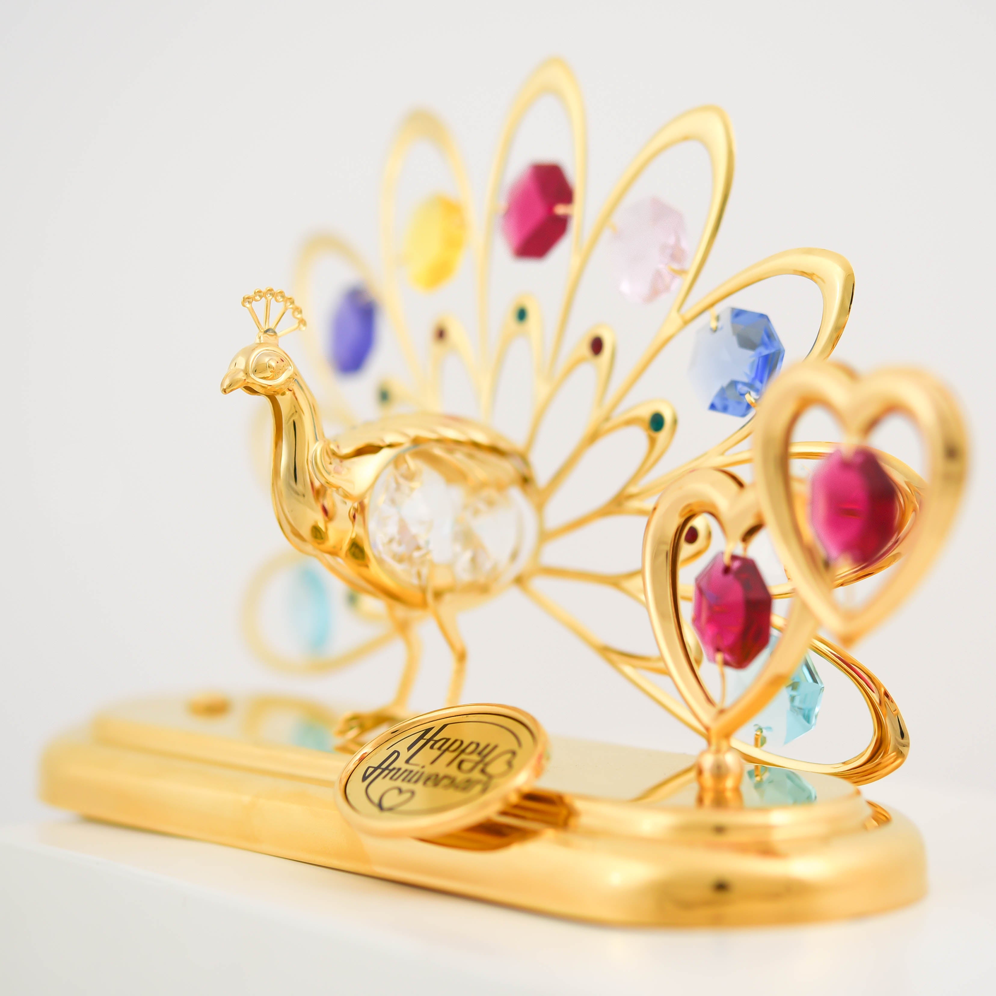 Large Peacock and Double Hearts - Custom Occasions Figurine