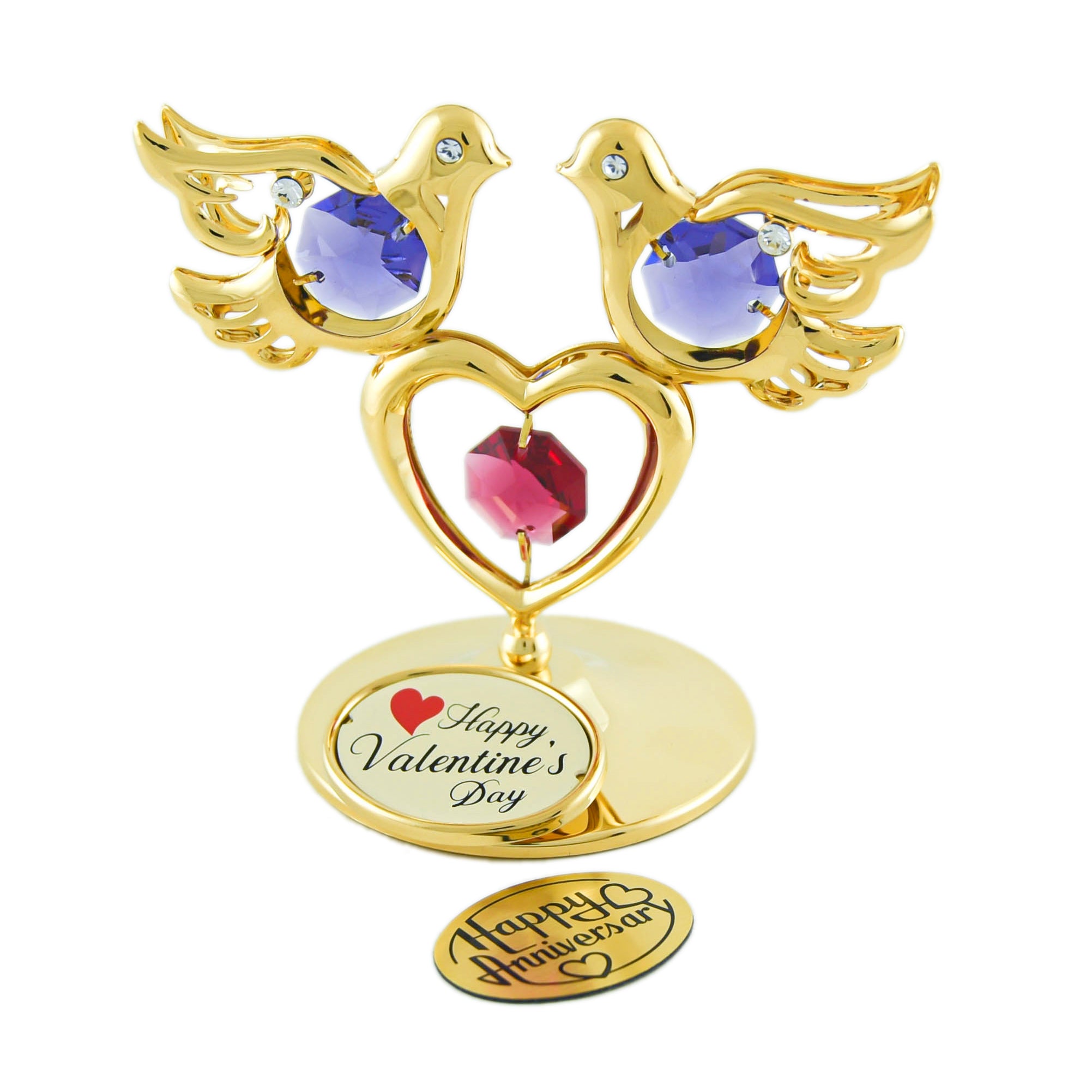 Twin Doves Heart Figurine - Valentine's and Anniversary Logo Badge