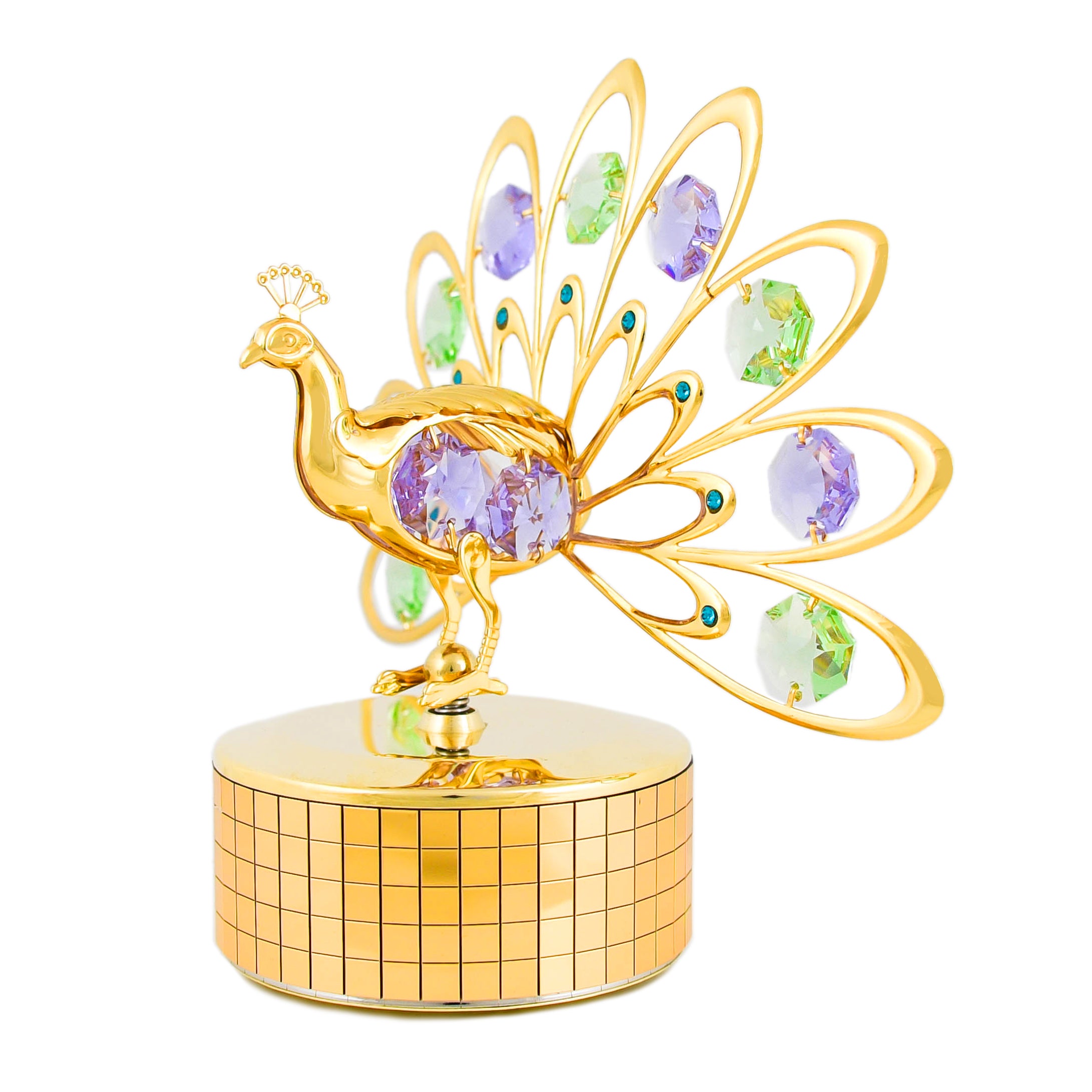 Gold Peacock Mirror Music Box
