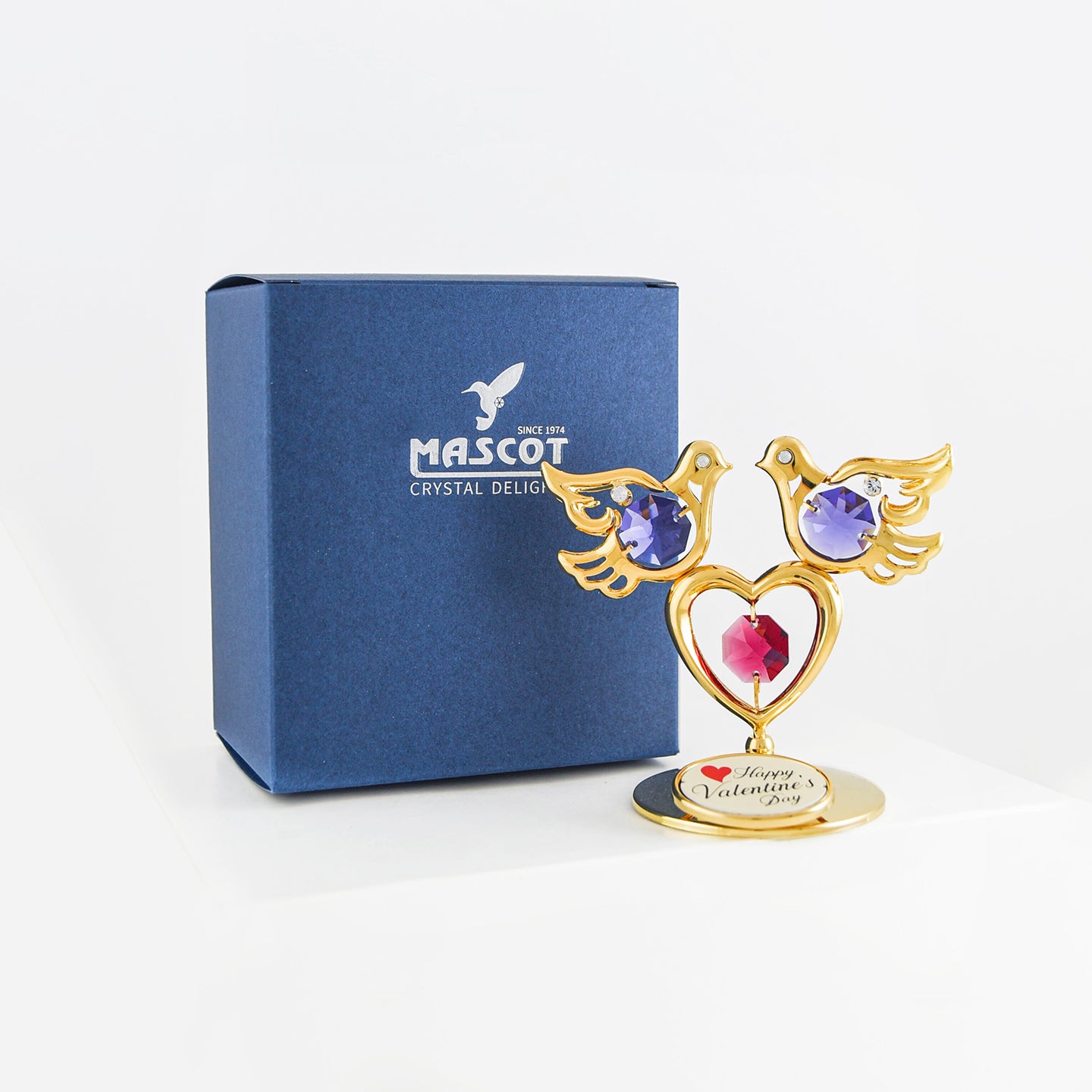 Twin Doves Heart Figurine - Valentine's and Anniversary Logo Badge