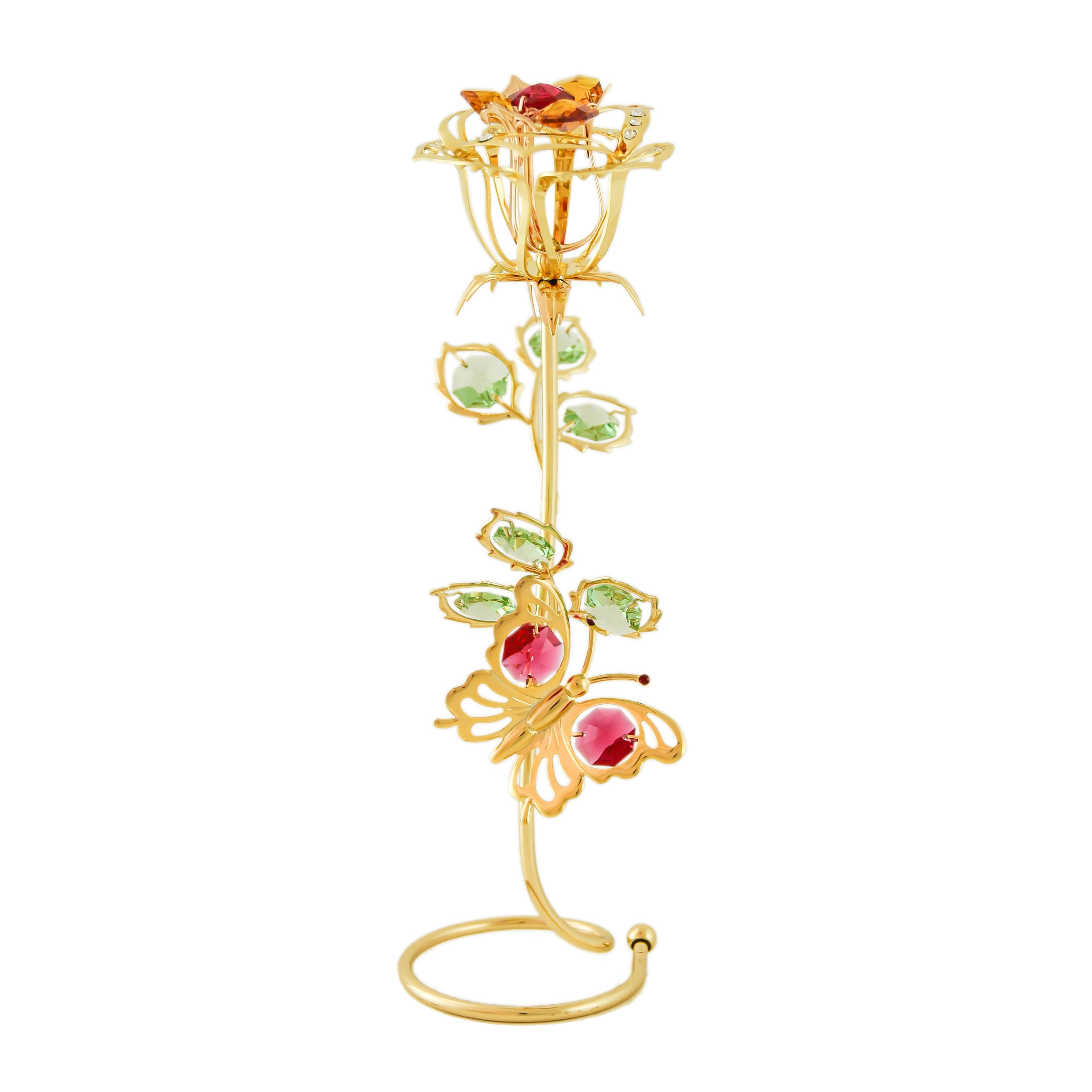 Large Gold Rose with Butterfly Magnet (Topaz)
